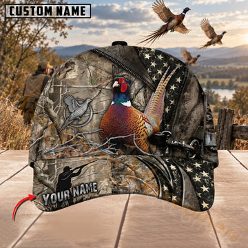 Maxcorners Upland Bird Hunting Woodland Camo Pheasant Personalized Name 3D Cap