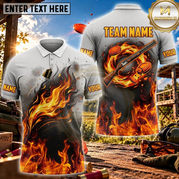 Maxcorners Clay Shooting White Flame Target Personalized Name 3D Unisex Shirt