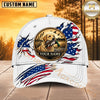 Maxcorners Dog Hunting And Duck White American Flag Hunting Dog Badge Personalized Name 3D Cap