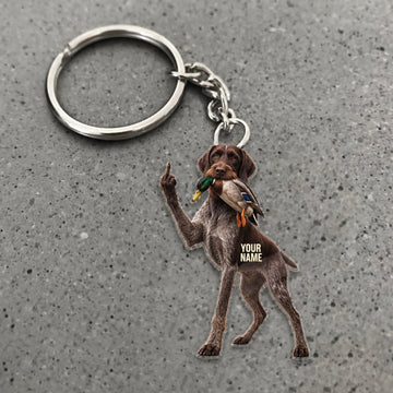 Maxcorners Duck Hunting German Wirehaired Pointer Funny Standing Dog Custom Name Gift 2D Flat Acrylic Ornament, Keychain