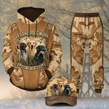 Maxcorners Duck Hunting Three Dogs Duck Hunting Tan Camo Personalized 3D Shirts
