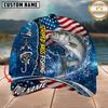 Maxcorners Fishing American Flag Personalized Name 3D Cap