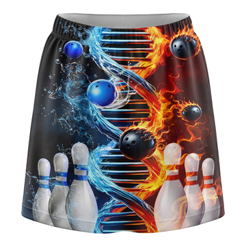Maxcorners Bowling Fire And Water DNA Ball And Pins Personalized 3D Skirts With Shorts