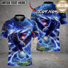 Maxcorners Eagle Strike Lightning Golf Polo Personalized Name, Team Name 3D Shirt (4 Colors)