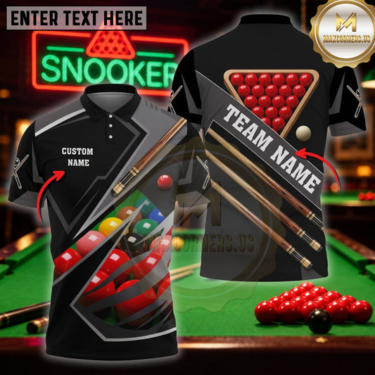 Maxcorners Billiard Apparel Crossed Cues Geometry Customized Name 3D Shirt