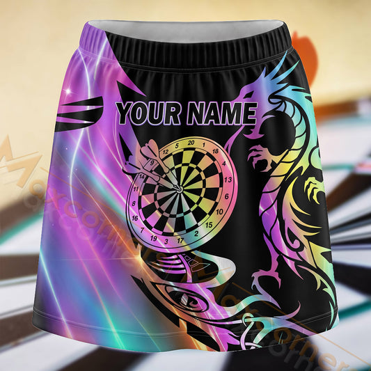 Maxcorners Darts Purple Neon Tribal Dartboard Personalized 3D Skort, Skirts With Shorts