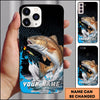 Maxcorners Black Blue Hexagon Water Splash Personalized Name Phone Case (13 Fish Species)