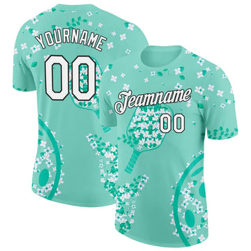 Maxcorners Pickleball Paddle Flower Blossom Mint Green Jasmine Botanical Personalized Name 3D Unisex Shirt