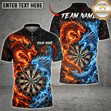 Maxcorners Darts Dragon & Flaming Dartboard Graphic Multicolor Customized Name, Team Name 3D Shirts