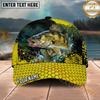Maxcorners Fishing Yellow Honeycomb Splash Personalized Name 3D Cap (12 Fish Species)