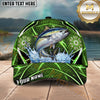 Maxcorners Fishing Green Neon Honeycomb Water Splash Personalized Name 3D Cap (12 Fish Species)