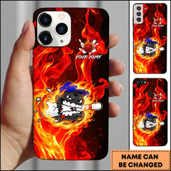 Maxcorners Bowling Fire Flame Angry Ball Character Personalized Name Phone Case