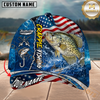 Maxcorners Fishing American Flag Personalized Name 3D Cap