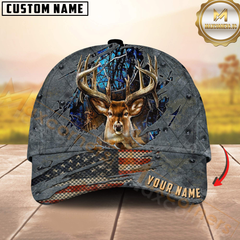 Maxcorners Whitetail Buck Patriotic Personalized Hat 3D Printed Multicolor