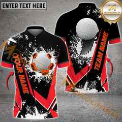 Maxcorners Golf Ball Crack Pattern Multicolor Option Customized Name, Team Name 3D Polo Shirt