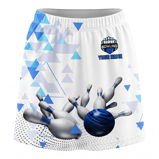Maxcorners Bowling Blue Geometric Ball And Pins Personalized 3D Skirts With Shorts