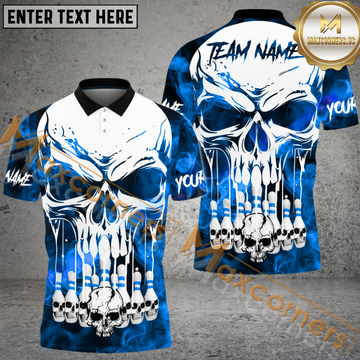 Maxcorners Haunted Skull Bowling Jersey Multicolor Option Customized Name, Team Name 3D Polo Shirt