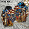 Maxcorners Premium Deer Hunting American Flag Pullover 3D Full Print Hoodie Best Gift For Hunter (Multicolor)