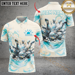Maxcorners Bowling Cosmic Pastel Personalized Name Men And Women 3D Polo Shirt Custom Bowling Team Jersey (4 Colors)