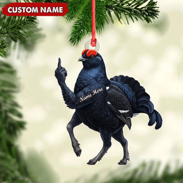 Maxcorners Black Grouse Hunting Middle Finger Gesture Funny Game Bird Hunter Gift Customized Name 3D Keychain And Ornament