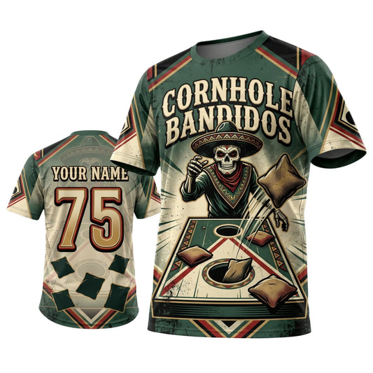 Maxcorners Cornhole Banditos Skull Board Personalized Name 3D Unisex Shirt
