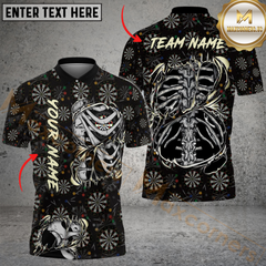 Maxcorners Darts Skeleton Bone Customized Name, Team Name 3D Shirt