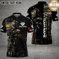 Maxcorners Billiard Ball 8 Camo Punisher Skull Multicolor Customized Name, Team Name 3D Shirt