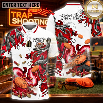 Maxcorners Trap Shooting Shotgun & Eagle Clay Target Graphic Multicolor Customized Name, Team Name 3D Shirts