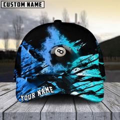 Maxcorners Billiard Ball 8 Dust Flame Personalized Name 3D Cap (4 Colors)