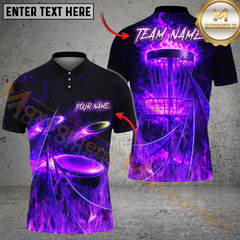 Maxcorners Flame Strike Disc Golf Shirt Personalized Name, Team Name 3D Shirt (4 Colors)