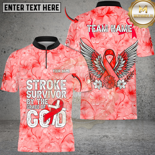 Maxcorners Bowling Stroke Survivor By The Grace Of God Personalized Name, Team Name 3D Shirt
