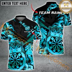 Maxcorners Darts King Crown Golden Pattern MultiColor Option Customized Name, Team Name 3D Polo Shirt