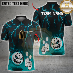 Maxcorners Bowling Flaming Angry Ball Multicolor Customized Name, Team Name 3D Shirts