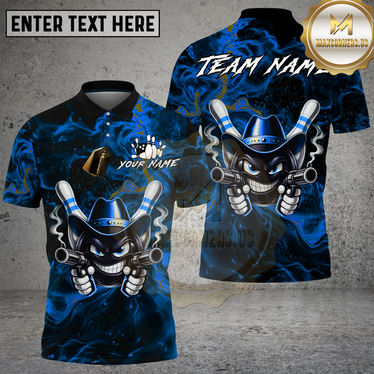 Maxcorners Bowling Cowboy Gunslinger Multicolor Options Personalized Name, Team Name 3D Shirt (4 Colors)