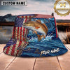 Maxcorners Fishing Patriotic American Flag Fishing Design with Dynamic Water Splash Personalized Name 3D Bucket Hat (13 Fish Species)