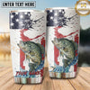 Maxcorners Fishing Tumbler White Patriotic Paint Splatter Design Personalized Name Tumbler (13 Species)