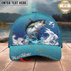 Maxcorners Fishing Japanese Wave Artwork Personalized Name 3D Cap (12 Fish Species)