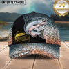 Maxcorners Fishing Gold Scale Black Panel Logo Personalized Name 3D Cap (12 Fish Species)