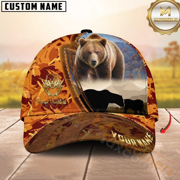 Maxcorners Hunting Forest Camo Sunset Scene Personalized Hat 3D Printed | Orange