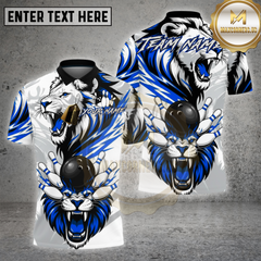 Maxcorners Bowling White Tiger Red Black Dynamic Design Multi Options Personalized Name, Team Name 3D Shirt