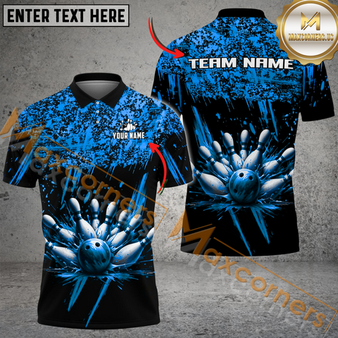 Maxcorners Ink Pattern Bowling Jersey Multicolor Option Customized Name, Team Name 3D Shirt