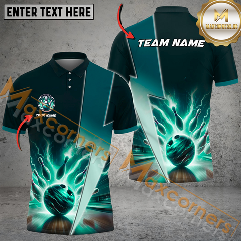 Maxcorners Thunder Breaker Bowling Jersey Multicolor Option Customized Name, Team Name 3D Polo Shirt