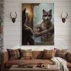 Maxcorners Wolf Grooming in Mirror with Gold Chain and Sunglasses Wrapped Canvas Wall Art