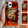 Maxcorner Fishing Fire Flame Background Personalized Name 3D Phone Case (10 Fish Species)