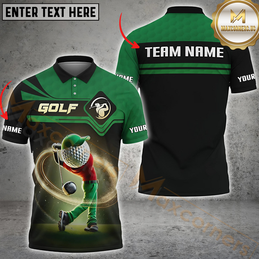 Maxcorners Golf Power Swing Glow Effect Multicolor Personalized 3D Shirt