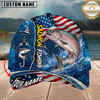 Maxcorners Fishing American Flag Personalized Name 3D Cap