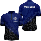 Maxcorners Men’s Custom Darts Team Shirt With Navy Pattern & Black Dartboard, Darts Jersey LM2404
