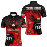 Maxcorners Personalized Eagle 8 Ball Pool Billiard Shirt For Men, Billiard Jerseys Team Polo & 1/4 Zip|Red LM054