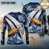 Maxcorners Fishing Blue Lava Smoke Silver Line Design Custom Name & Team Name 3D Shirts