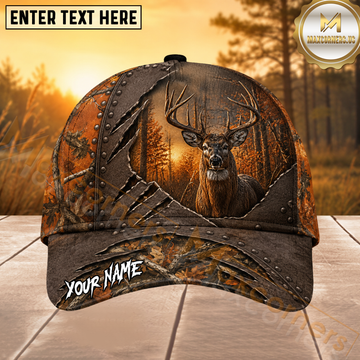 Maxcorners Deer Hunting Metal Rip Forest Personalized 3D Cap